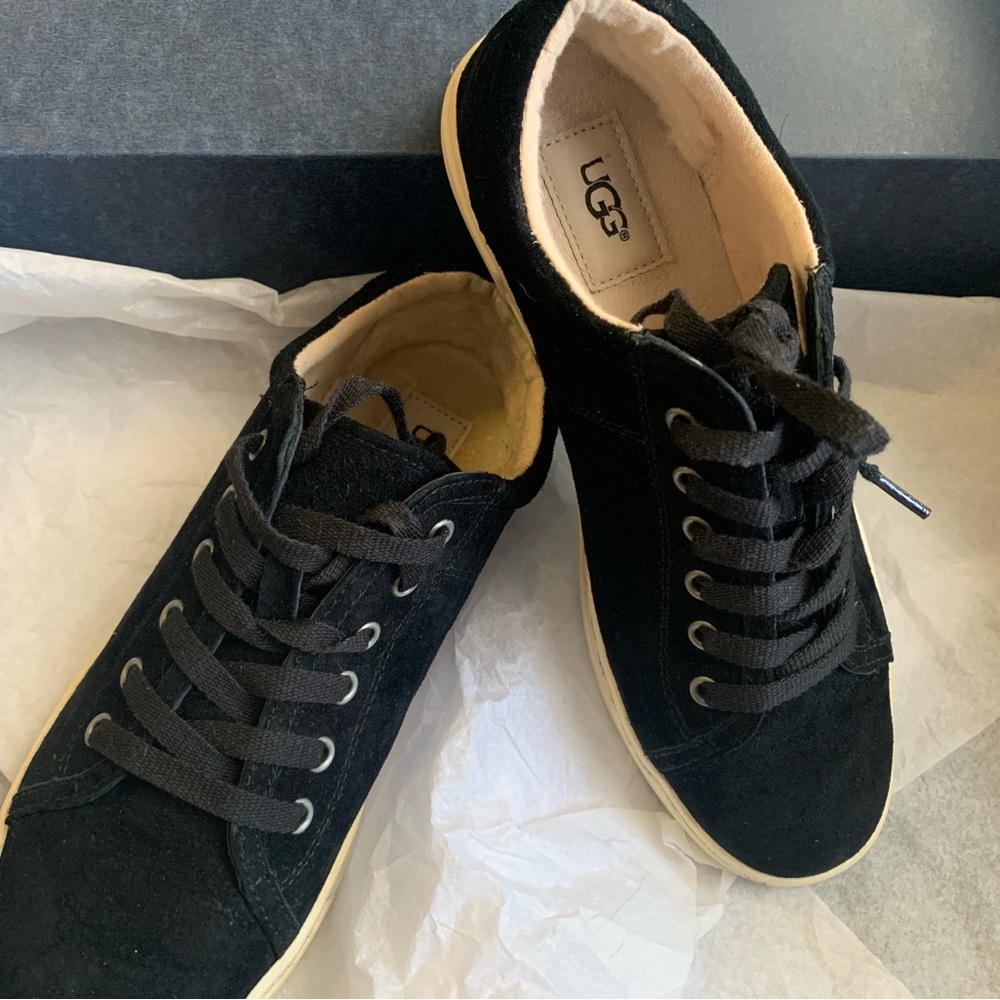 UGG Black Suede Lace-Up Sneakers
